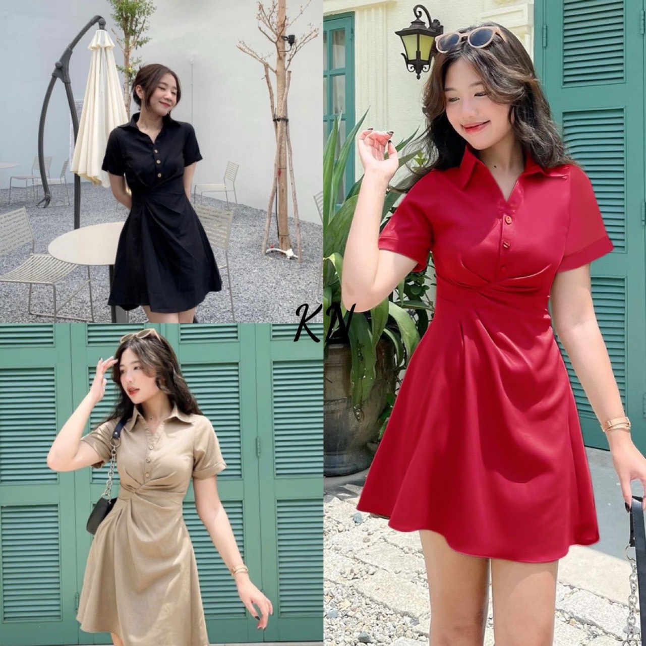 Msp: dkn55 đầm sơ mi xếp ly eo bigsize kim ngân từ 50kg đến 100kg