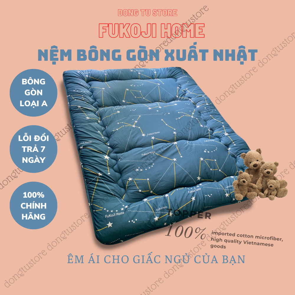 Nệm topper fukkoji trải sàn xuất nhật, đệm ngủ size 1m x 2m, 1m2 x 2m, 1m4 x 2m, 1m6 x 2m, 1m8 x 2m
