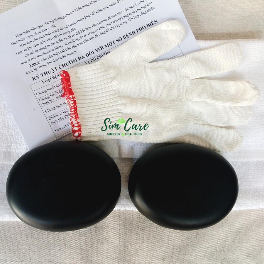 Cặp Đá Chườm Gan và Khăn Chườm Chuyên Dụng SimCare - Đá Chườm Nóng To Dày & Giữ Độ Nóng Lâu - Đá Chườm Gan