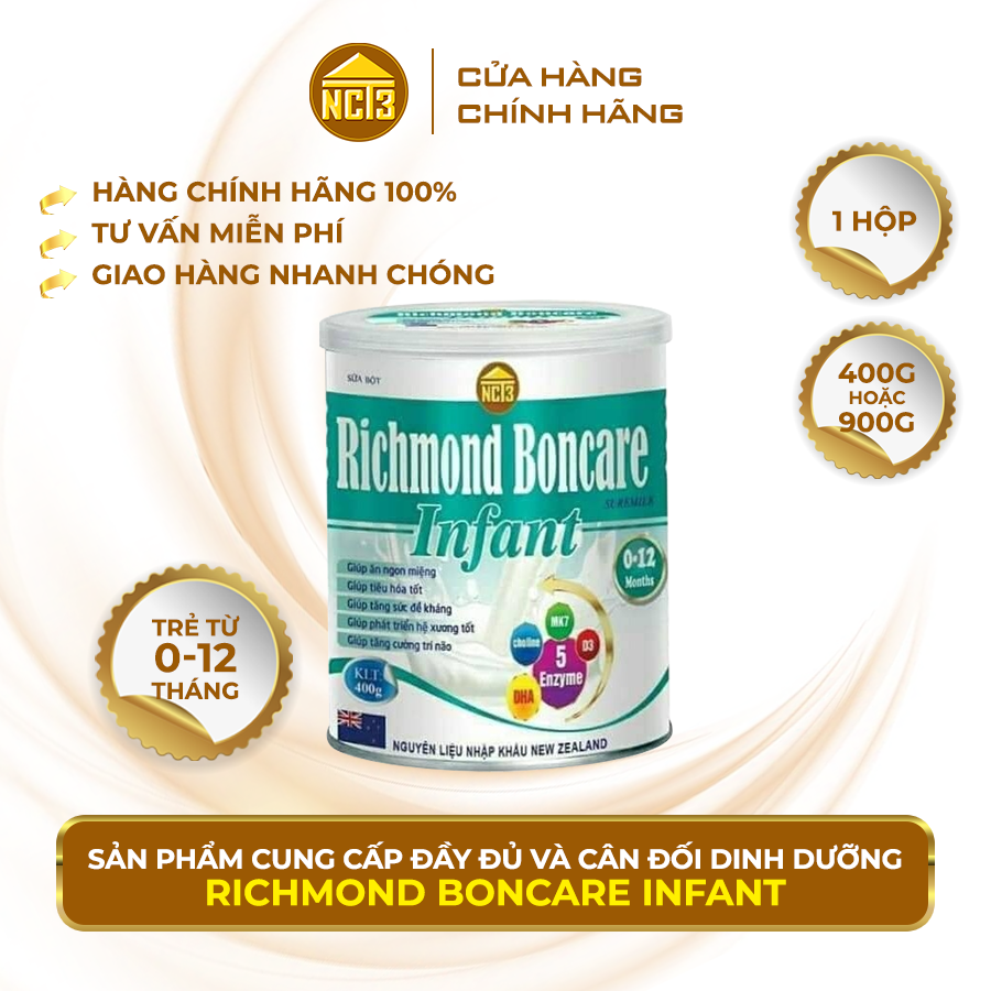SỮA RICHMOND BONCARE INFANT 400G 900G - SỮA NON CHO TRẺ SƠ SINH 0 -12 THÁNG