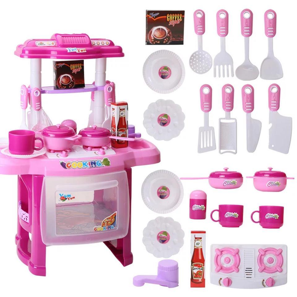 Đồ chơi bếp nấu ăn cao cấp cao 47cm hồng