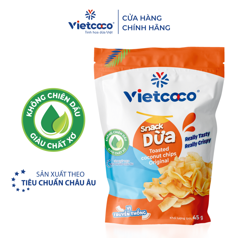 Snack dừa Vietcoco vị truyền thống túi 45gr