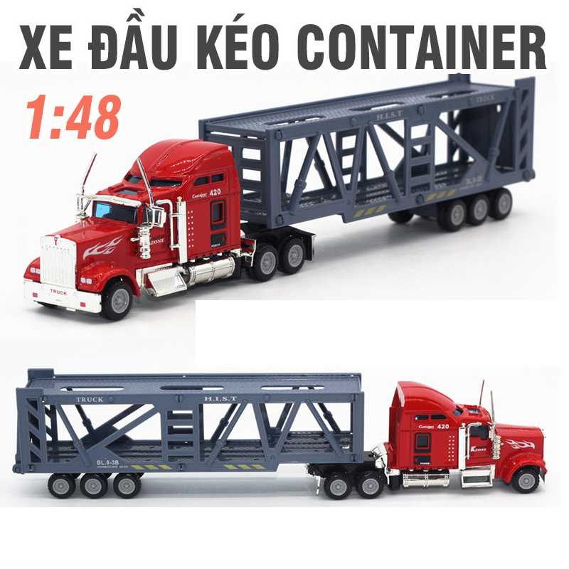 Xe mô hình container đầu kéo đồ chơi cho trẻ em tỉ lệ 1:48