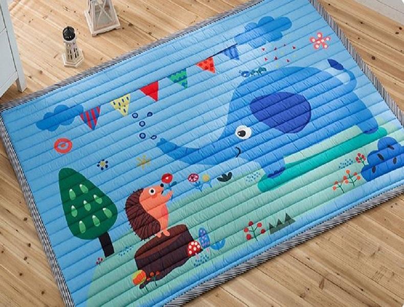 [HCM]Thảm nằm chơi chần bông an toàn cao cấp cho bé Dày 2.5cm - Nhím Voi Xanh