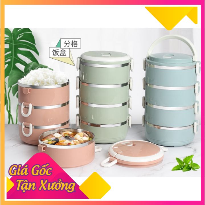 [HCM]Hộp Đựng Cơm Văn Phòng Lúa Mạch 4 Tầng Lõi Inox Giữ Nhiệt Siêu Tiện Lợi  - Cặp Lồng Cà Mên Chất Liệu Lúa Mạch Cao Cấp Mẫu Mới Đẹp Sang Trọng