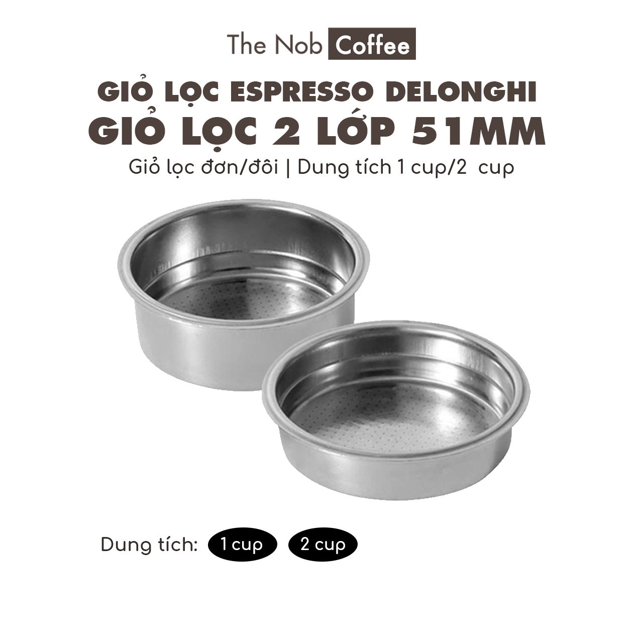 Giỏ lọc hai lớp 51mm cho máy pha Espresso Delonghi