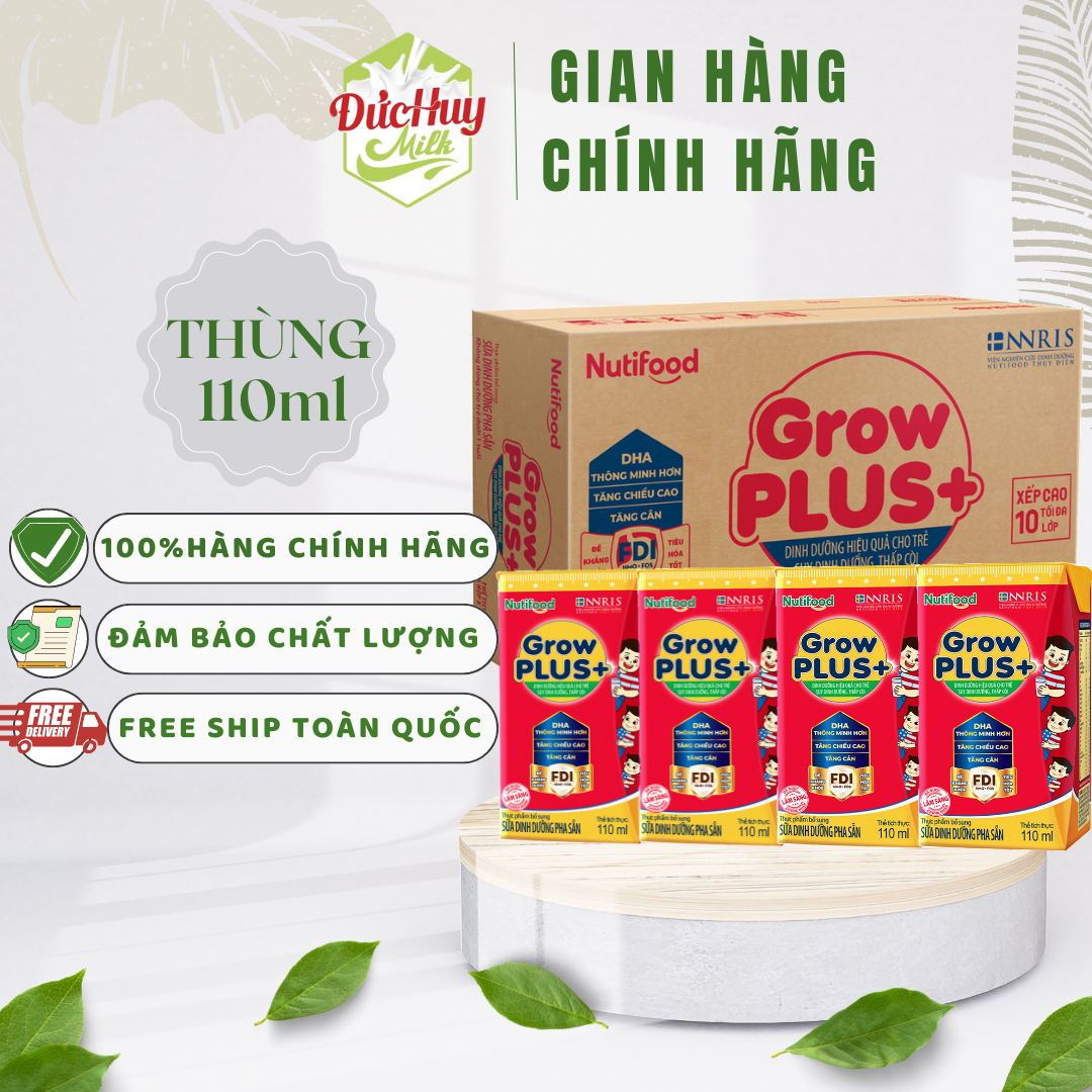 Thùng 48 hộp SBPS NutiFood Grow Plus+ SDD 110ml Đỏ / Xanh suy dinh dưỡng