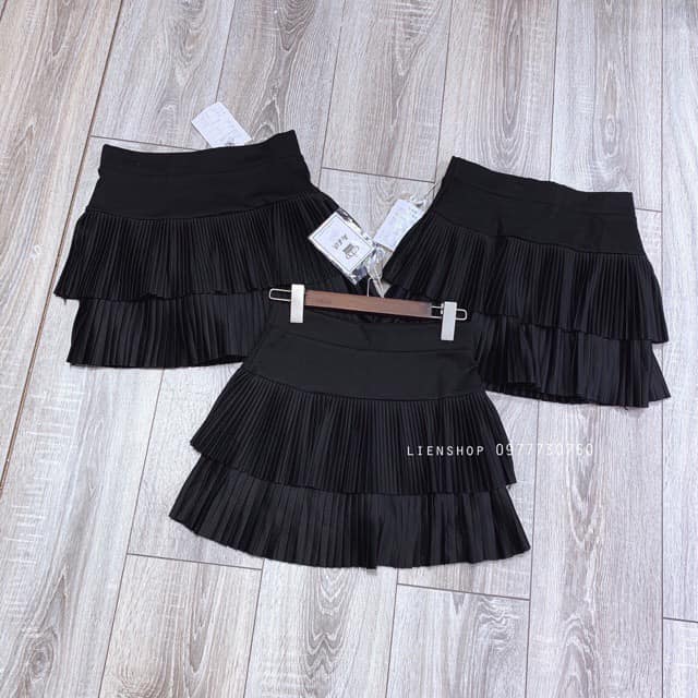 Chân váy ngắn xếp ly 2 tầng
