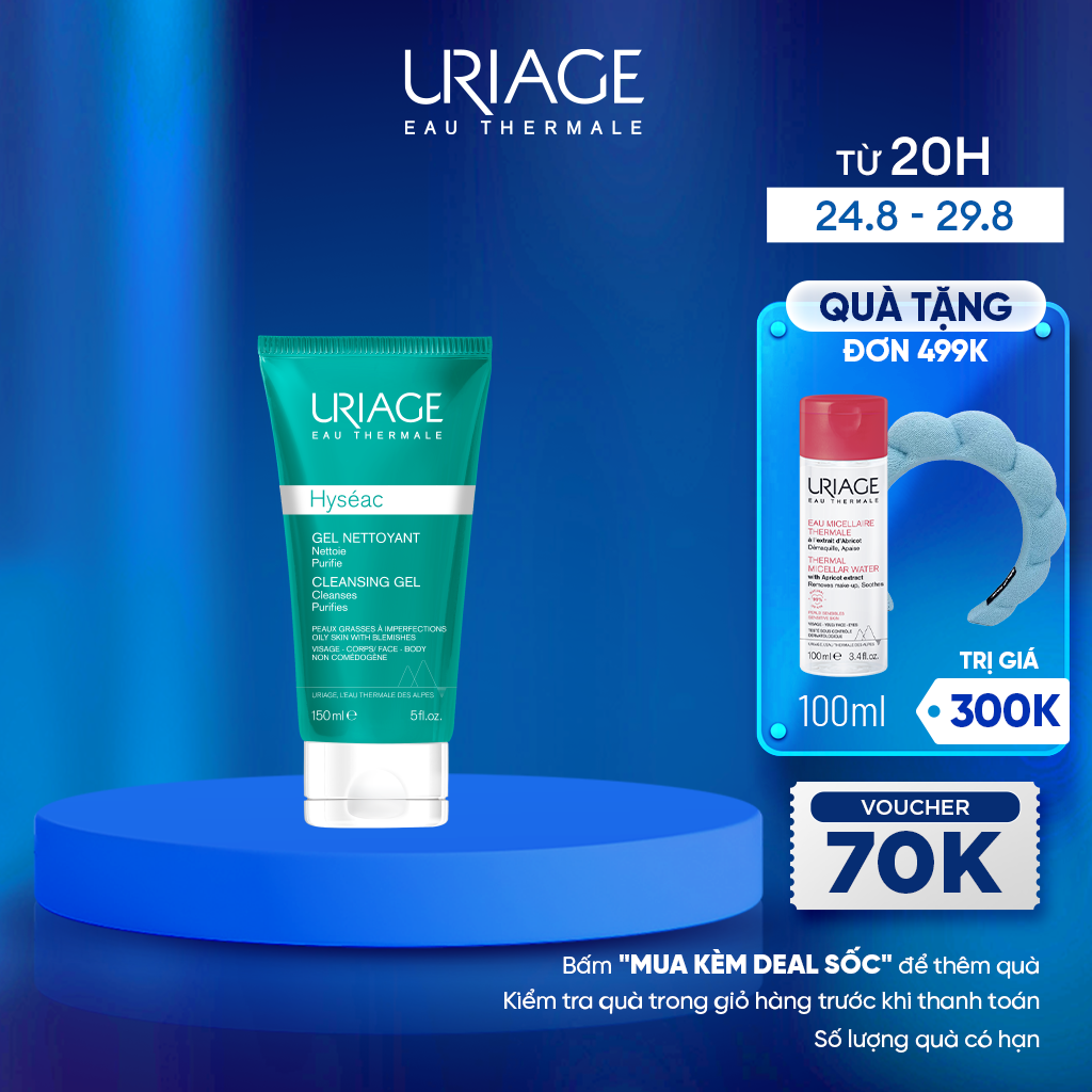 Gel rửa mặt dành cho da dầu, da mụn & da hỗn hợp HYSÉAC GEL NETTOYANT 150ml