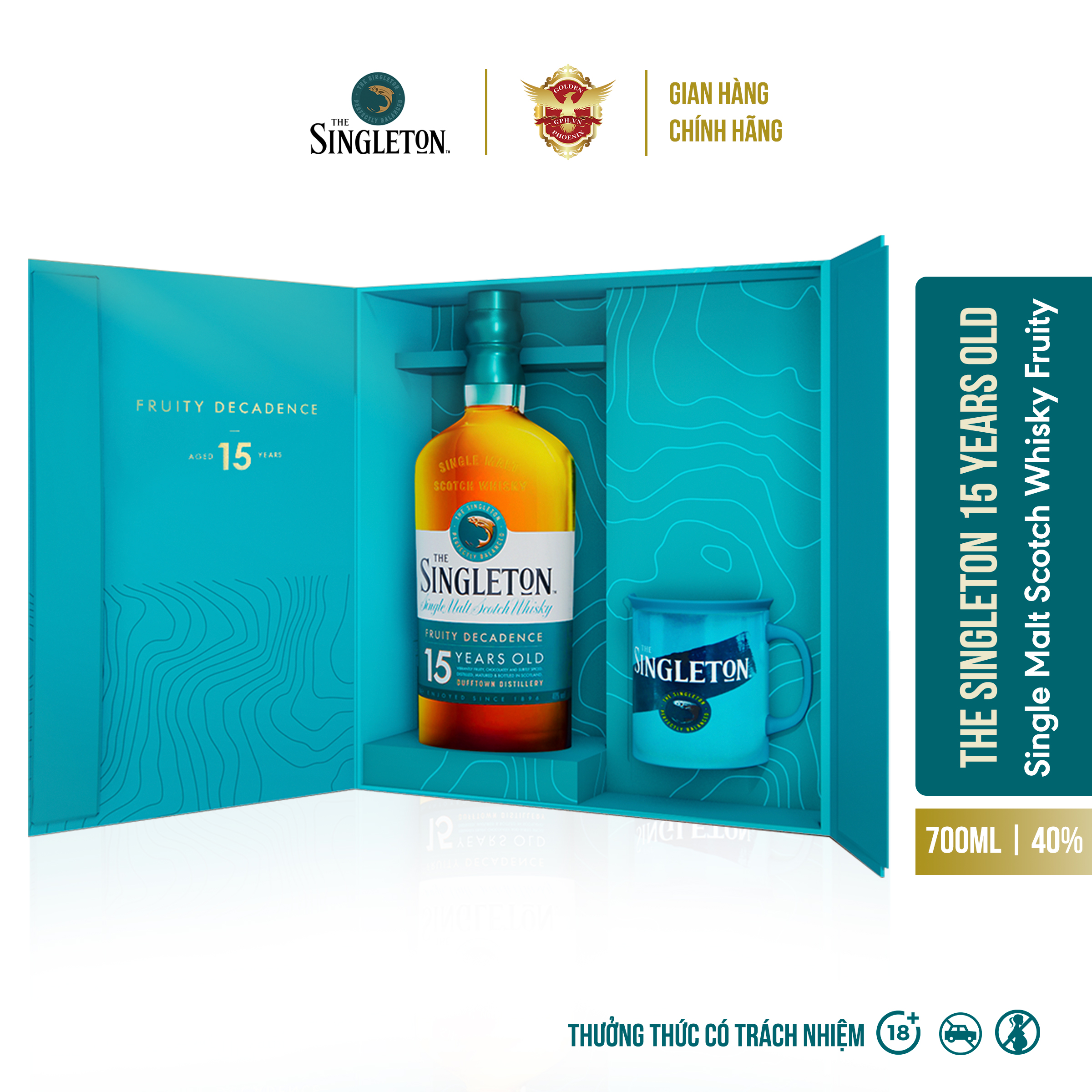 Hộp Quà Rượu The Singleton 15 Years Old Single Malt Scotch Whisky Fruity Decadence Dufftown 40% 700ml