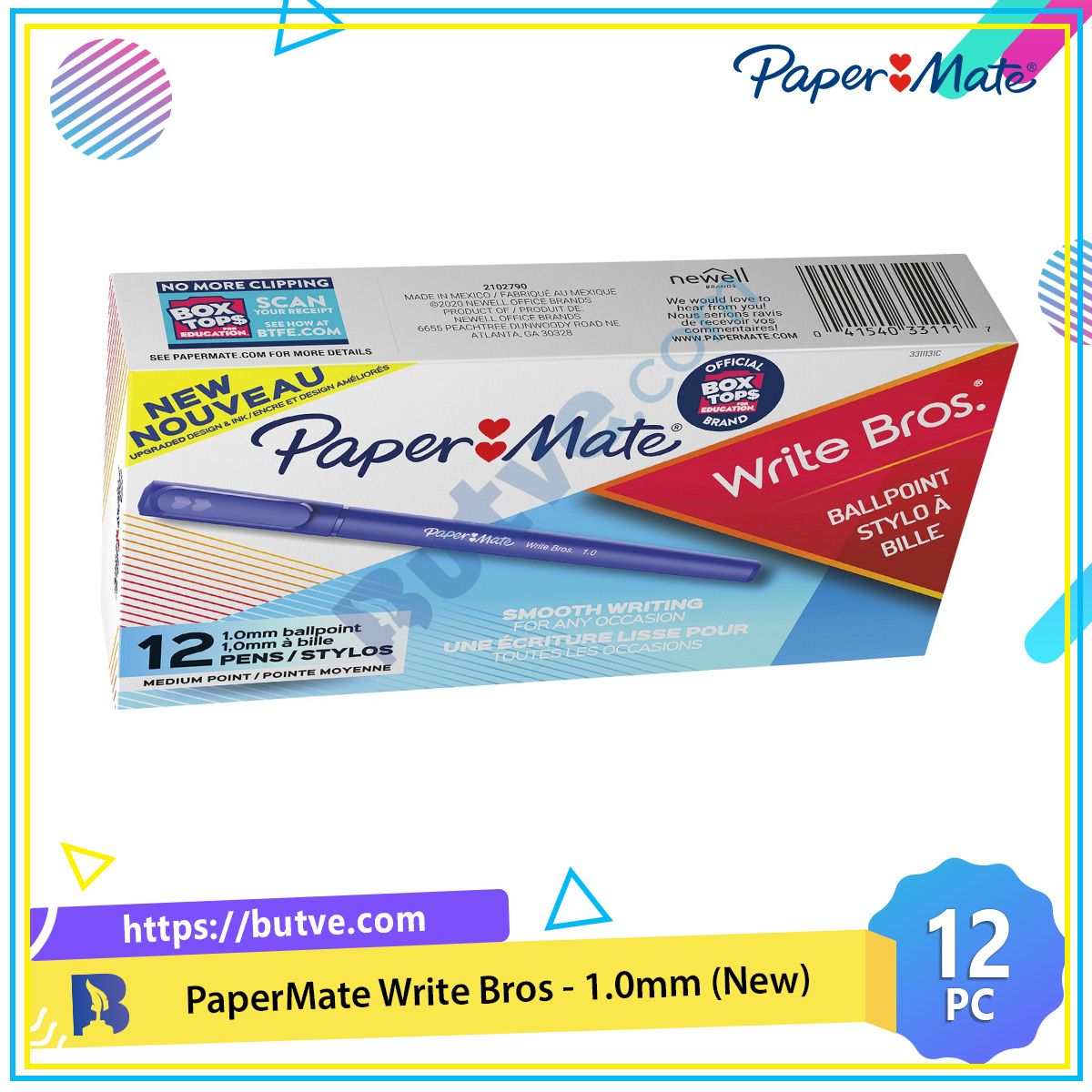[HCM]Hộp 12 cây bút bi Paper Mate Write Bros (New) - Blue