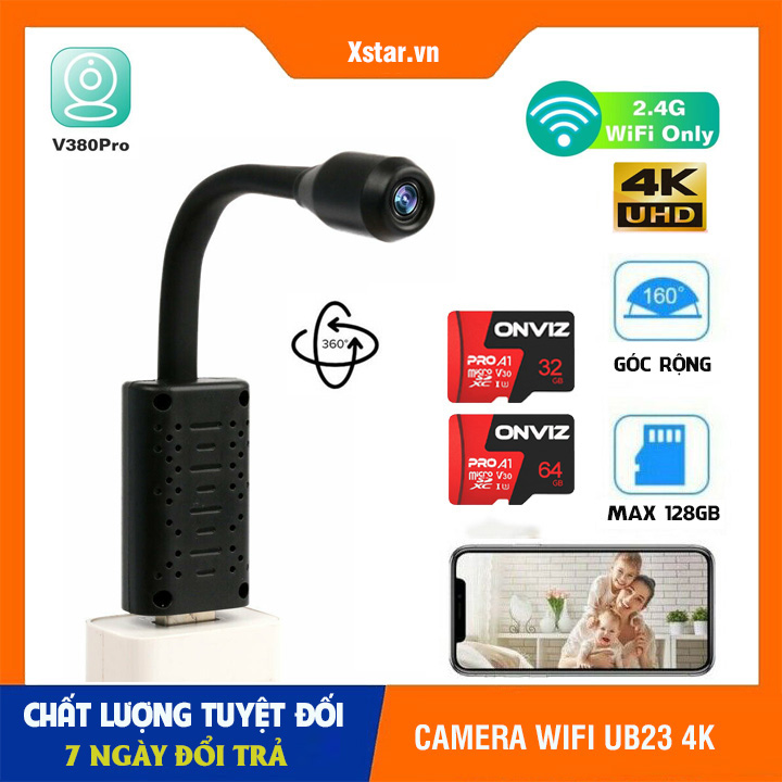Camera ip Wifi UB23 FULL HD 1080P, Góc Rộng siêu nét, camera thu âm to rõ, xoay 360 bằng tay, chân cắm Usb tiện lợi