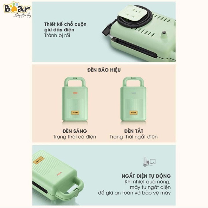 Máy kẹp nướng bánh mì 4 trong 1 kèm khuôn bánh chống dính phủ đá
