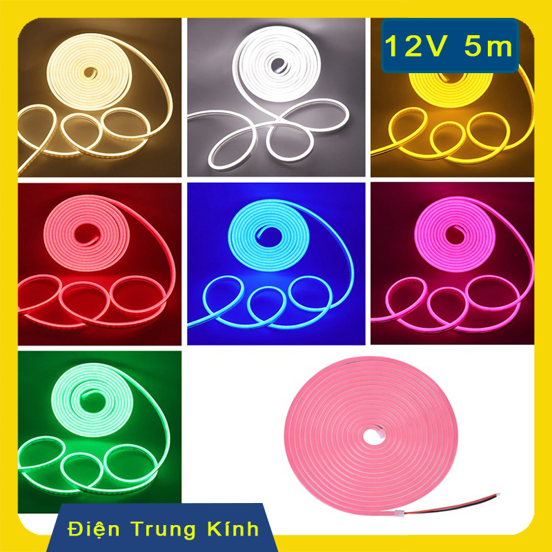 Led Dây Neon 12V 6 x 12 mm 5m/cuộn dùng cho trang trí quảng cáo dây Led dẻo dễ uốn cong chịu nhiệt chống mưa IP65 chất lượng bền