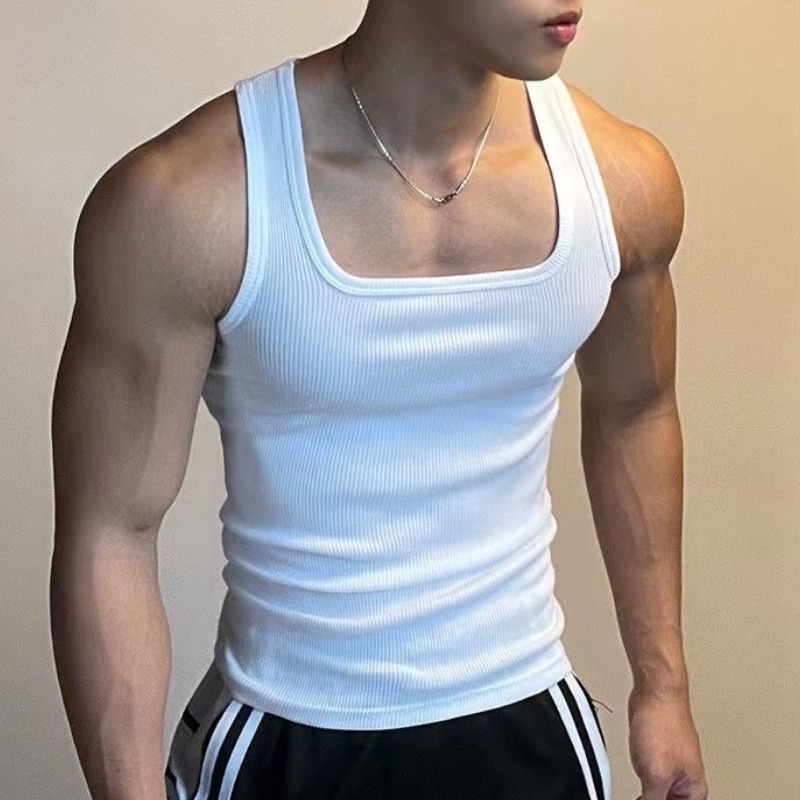 Men's Green Round Neck Tank Top, Sports & Street Style - 2