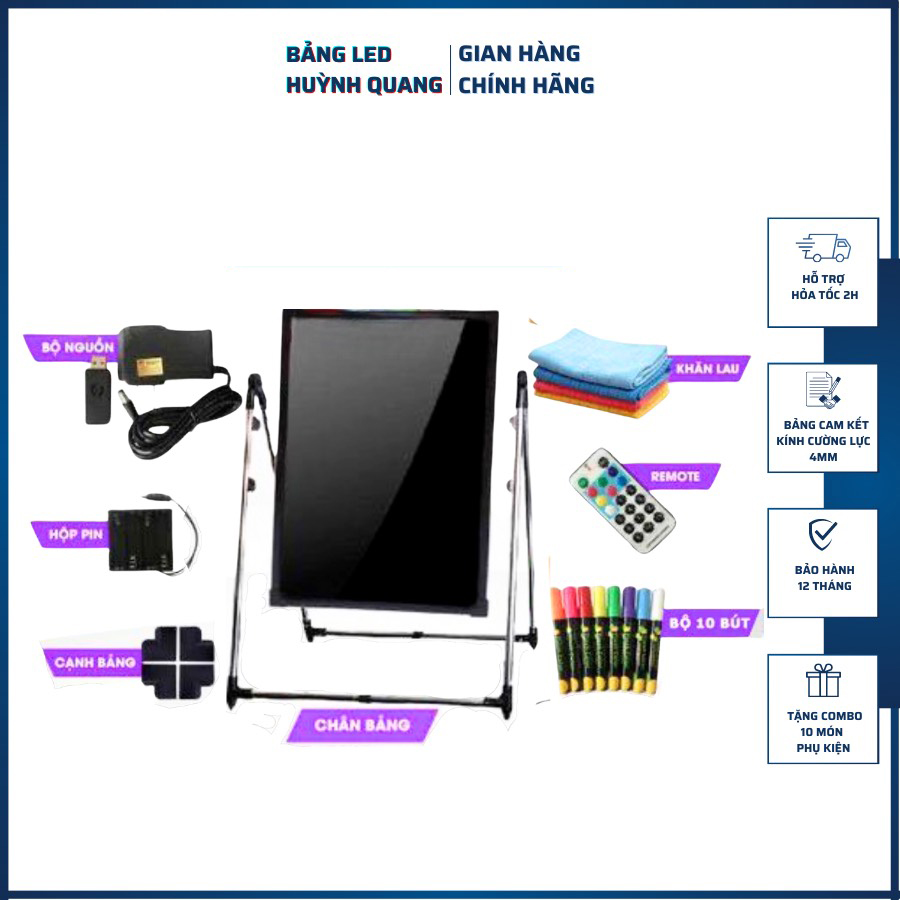 Bảng led huỳnh quang, bảng huỳnh quang 60x80cm, 50x70cm, 30x40cm