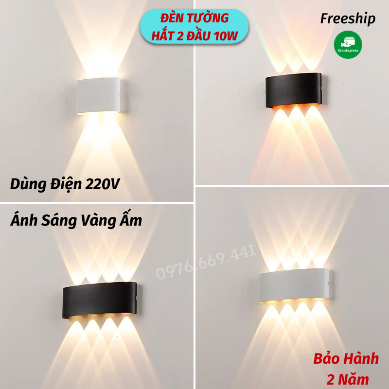 Đèn treo tường hắt 2 đầu đèn tường trang trí phòng khách phòng ngủ sân vườn cầu thang asaki