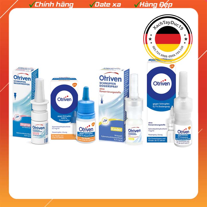 Xịt và nhỏ mũi Otriven trẻ em và người lớn nội địa Đức - cải thiện triệu chứng của viêm mũi và giảm sự khó chịu cho trẻ