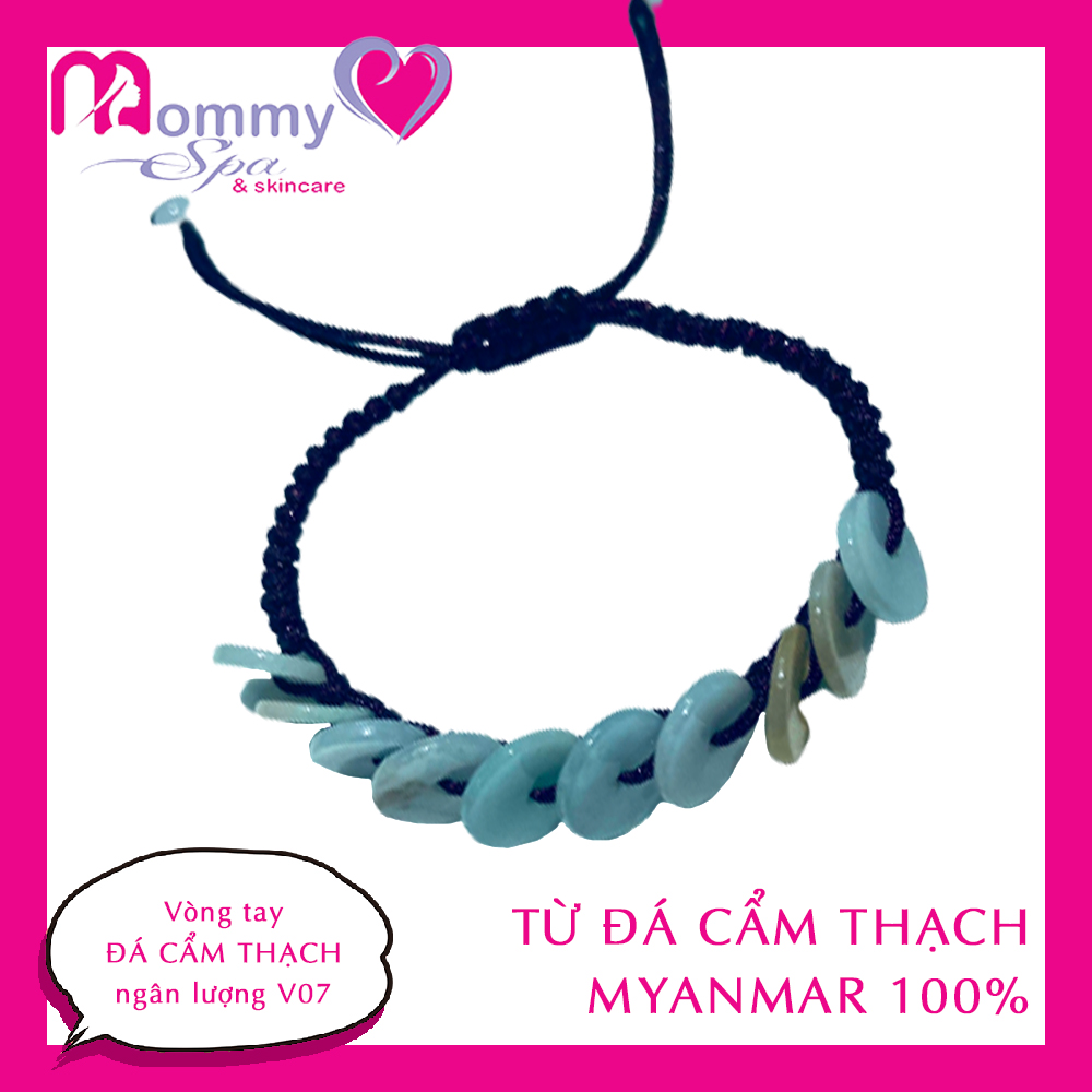 Vòng tay đá CẨM THẠCH MYANMAR ngân lượng V07 (tài lộc đầy nhà, cơ thể khỏe mạnh, thanh lọc cơ thể mẹ bầu)