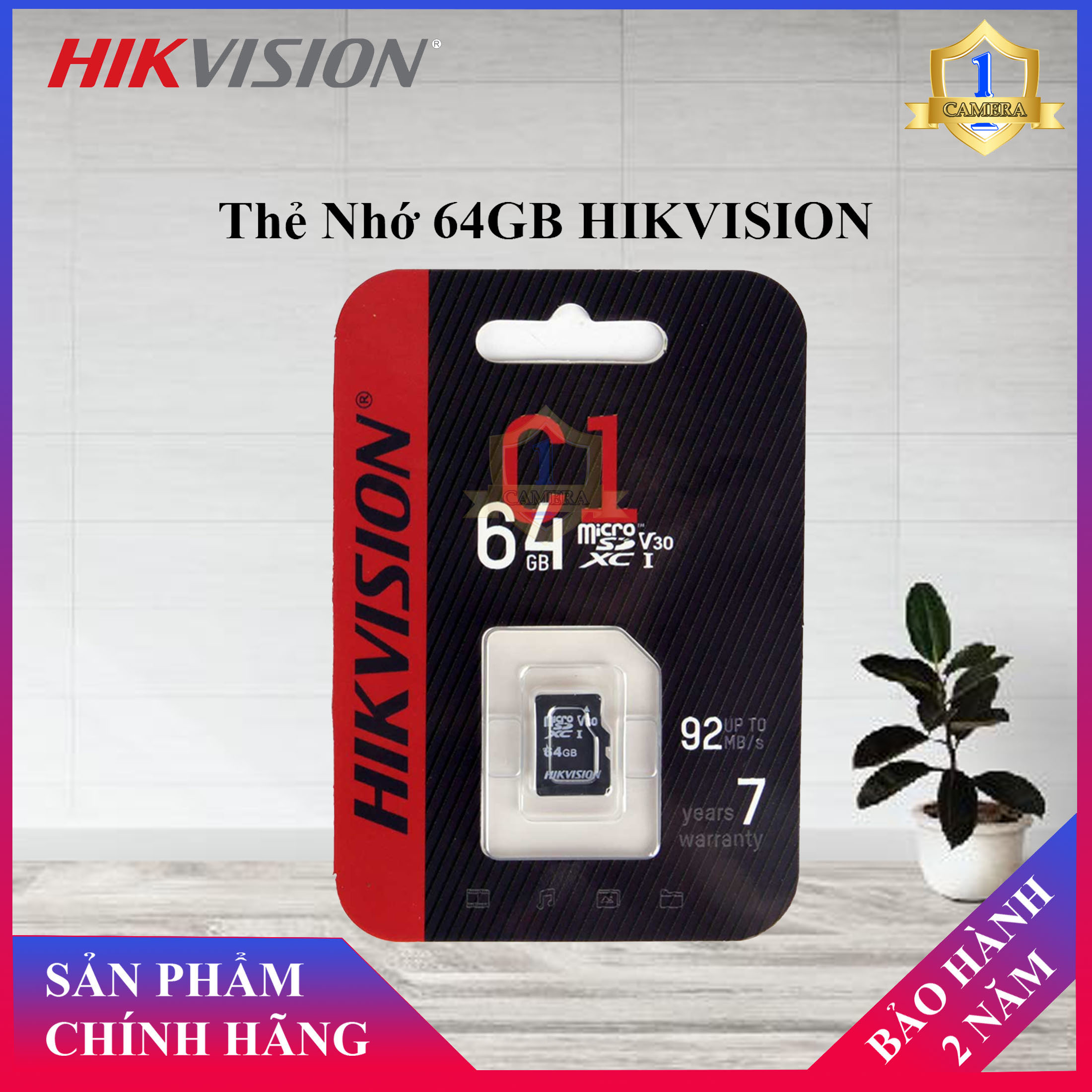 Thẻ Nhớ HIKVISION 64GB 92MB/s Chuyên Dùng Cho Camera HIKVISION, EZVIZ, KBVISION, DAHUA, IMOU - Thẻ Nhớ Micro SD 64GB HIKVISON - Bảo Hành 2 Năm - Camera Số 1