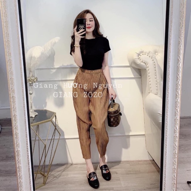 Quần bom lụa xếp ly quảng châu