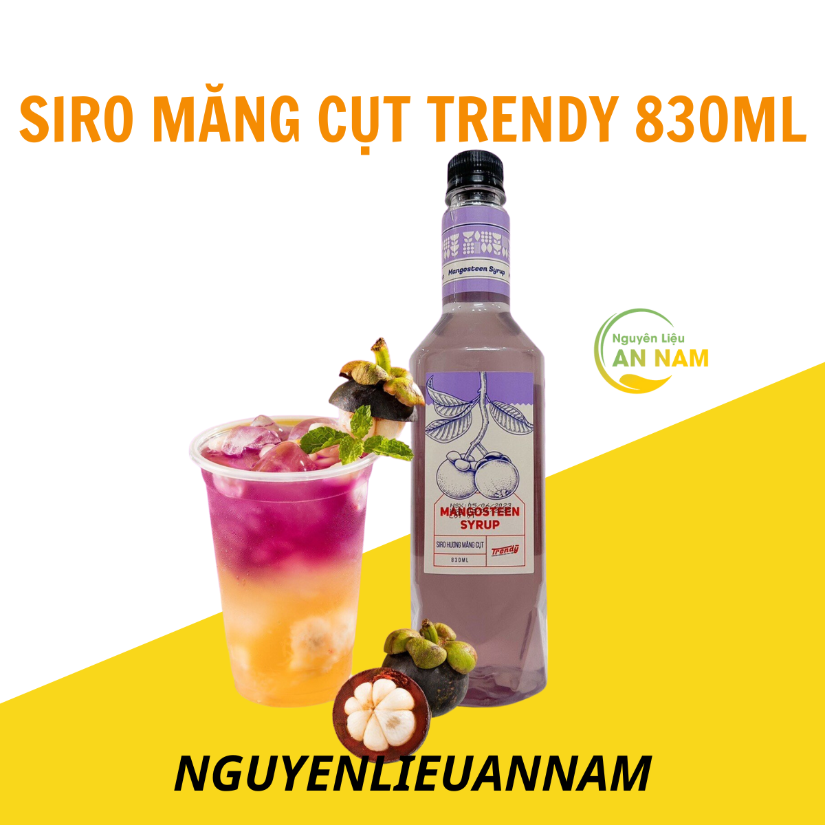 Siro măng cụt Trendy chai 830ml pha trà măng cụt thơm ngon