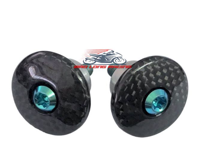 Gù tay lái carbon fiber mỏng tặng kèm ốc titan gr5 xanh lục gắn xe máy sản phẩm cao cấp