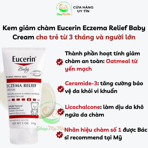 Kem dưỡng giảm chàm cho bé Eucerin Baby Eczema Relief 141g.