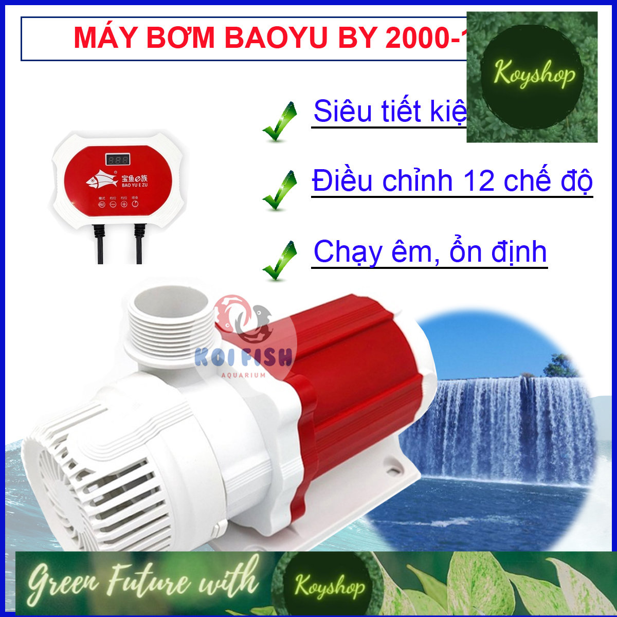 Máy bơm nước hồ cá koi Baoyu BY 2000-12000 máy bơm siêu tiết kiệm điện,