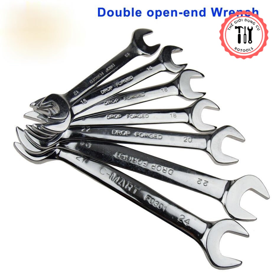 Cờ lê hai đầu miệng xi bóng f0301 c-mart cỡ từ 5,5mm đến 19mm