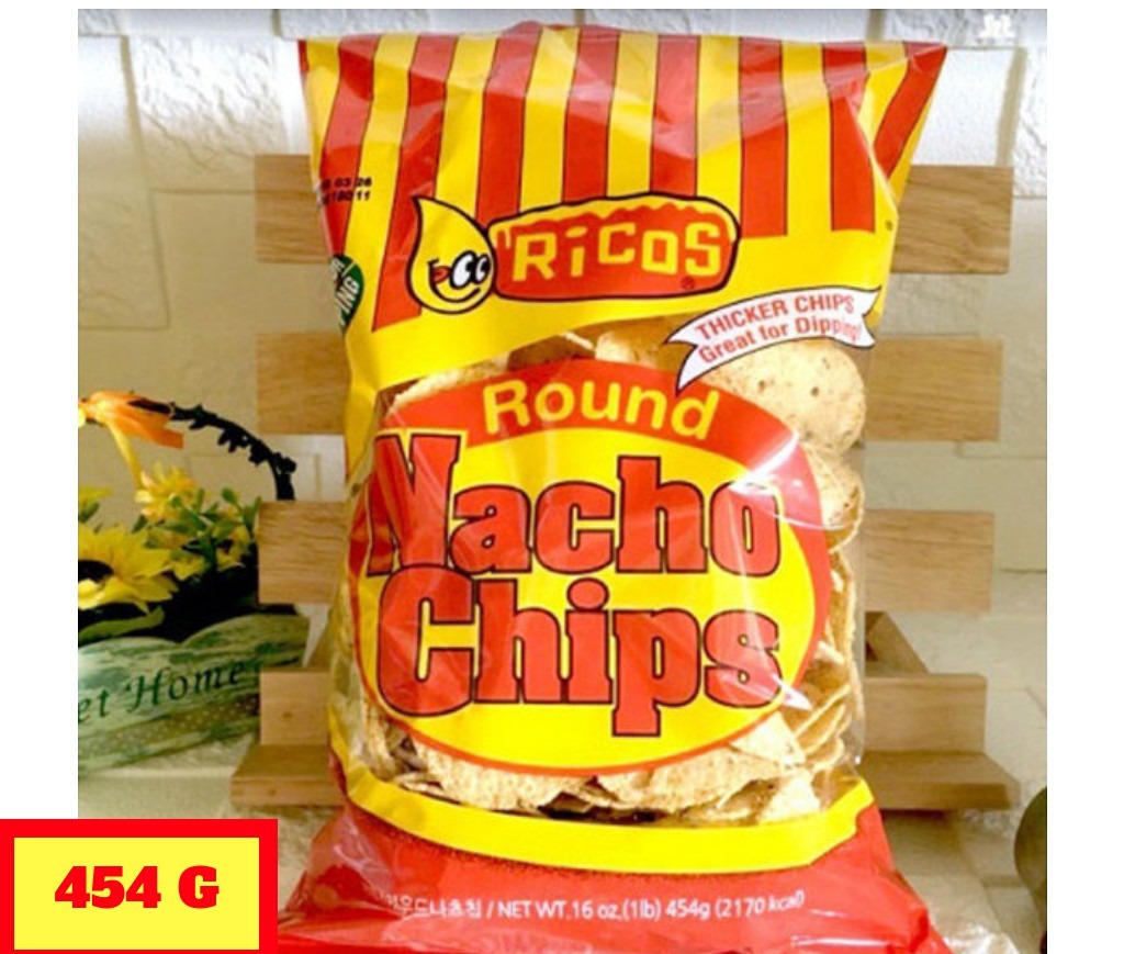 Snack ngô ricos round nacho chips mỹ gói 454g