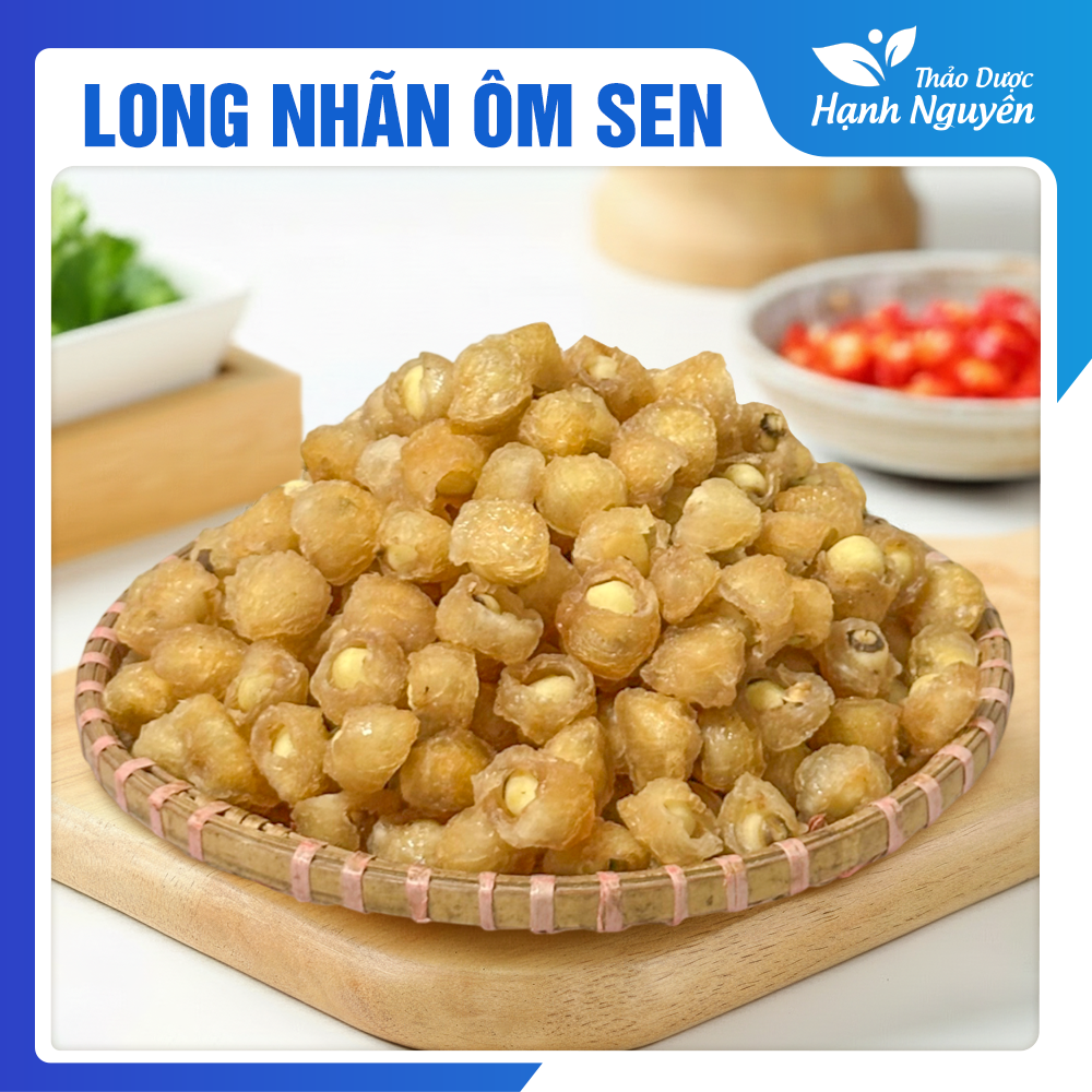 Long nhãn ôm sen Hưng Yên 100g, không tẩm đường, sấy dẻo, cùi dày, ngọt bùi, dùng ăn vặt, nấu chè