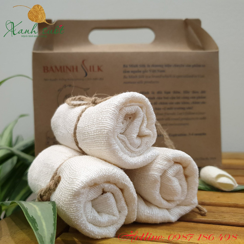 Khăn mặt tơ tằm tự nhiên 30*40cm- mềm mại, thấm hút tốt, thoát ẩm nhanh- hand silk tower