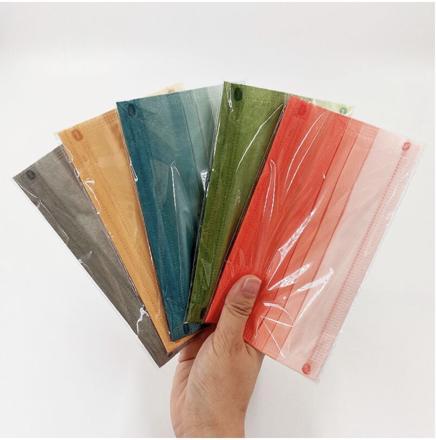 Set 10 cái khẩu trang pastel 7 sắc cầu vồng mix đủ màu hàng quảng châu order có sẵn
