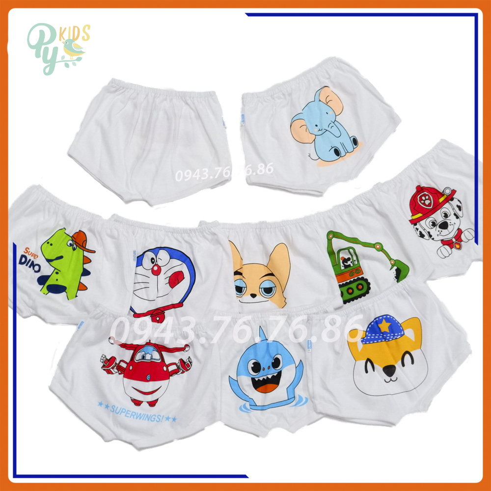 Quần đùi trắng cotton hình mông thú dễ thương cho bé từ 4-22kg