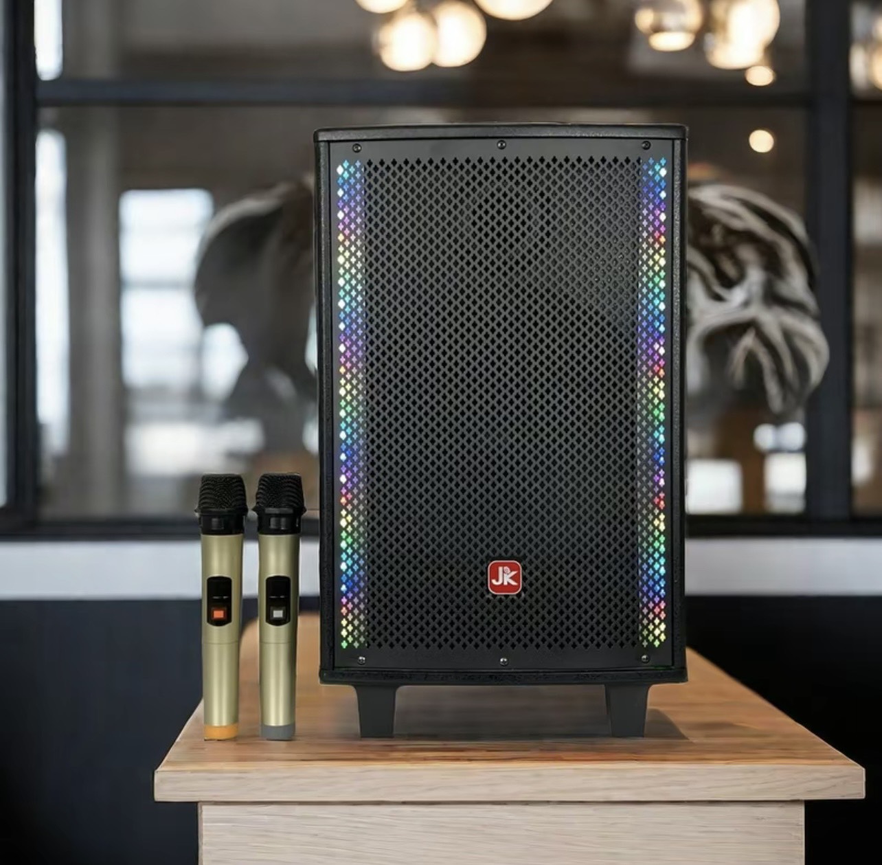 Loa Kéo Karaoke JK - 12 Led Chống Hú Rít Cao Cấp, Bass 30cm, Mic Hút Âm, Âm Thanh To Rõ Ràng, Công Suất Lớn, Tích Hợp Đèn Led, Pin Khủng