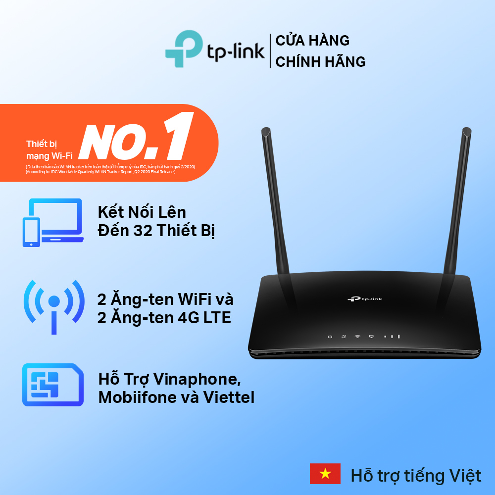 Bộ Phát Wifi 4G LTE TP-Link Archer MR400 Băng Tần Kép Chuẩn AC 1200Mbps - Hãng phân phối chính thức