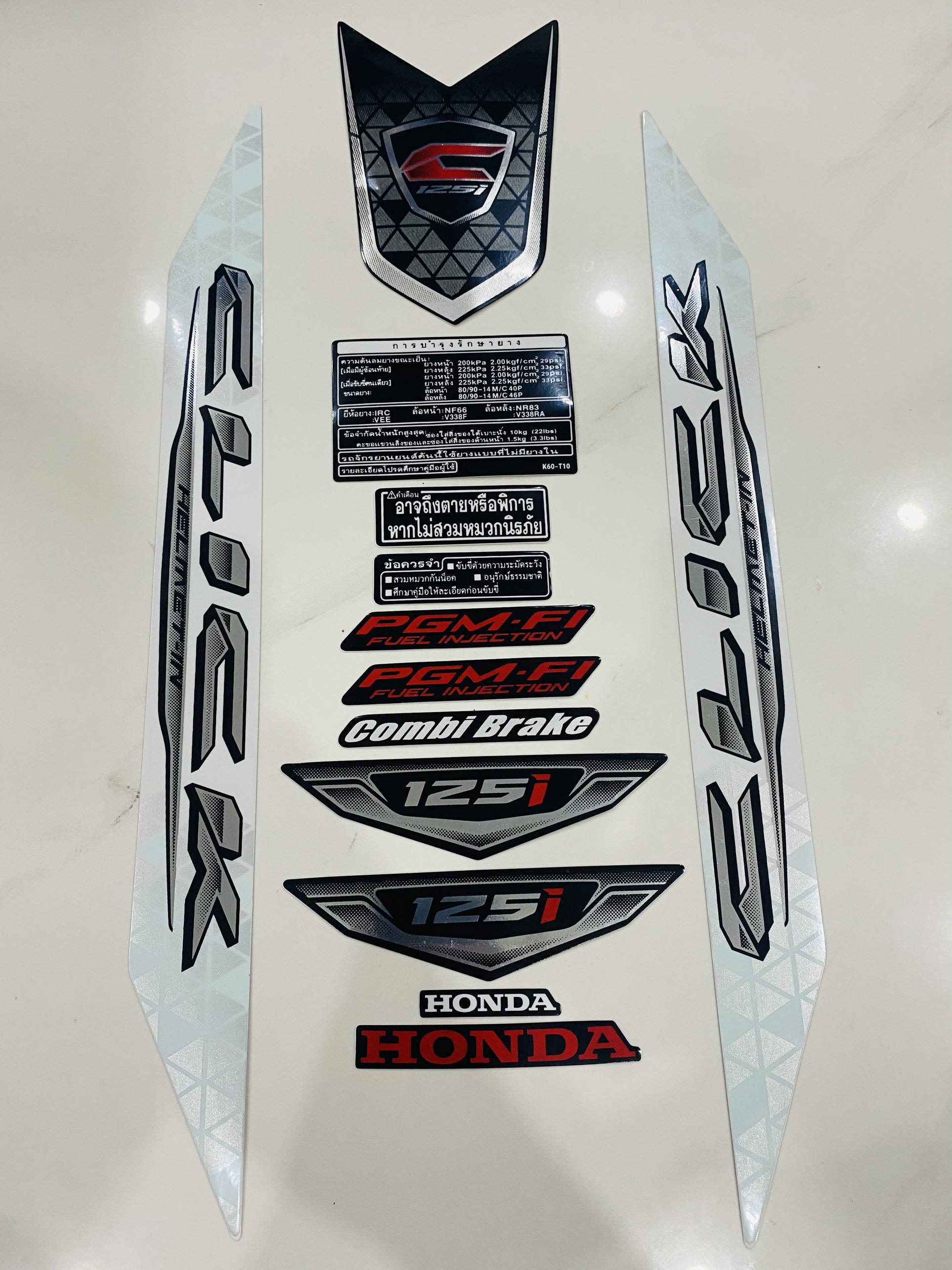 Nguyên bộ tem rời 3 lớp zin thái dán xe máy Honda Click thái 125 màu trắng siêu sắc nét