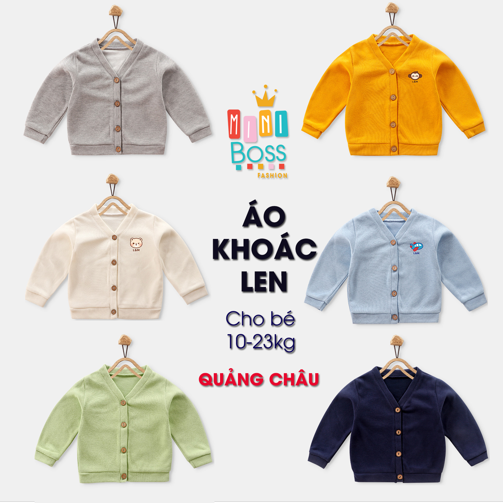 Áo khoác len cho bé 10-23kg Quảng Châu | Áo cadigan cho bé trai bé gái