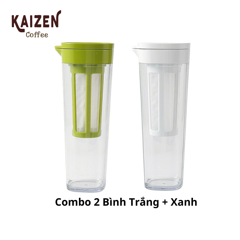 Combo 2 bình pha cafe cold brew bằng nhựa nguyên sinh abs 1.1l - kaizen coffee