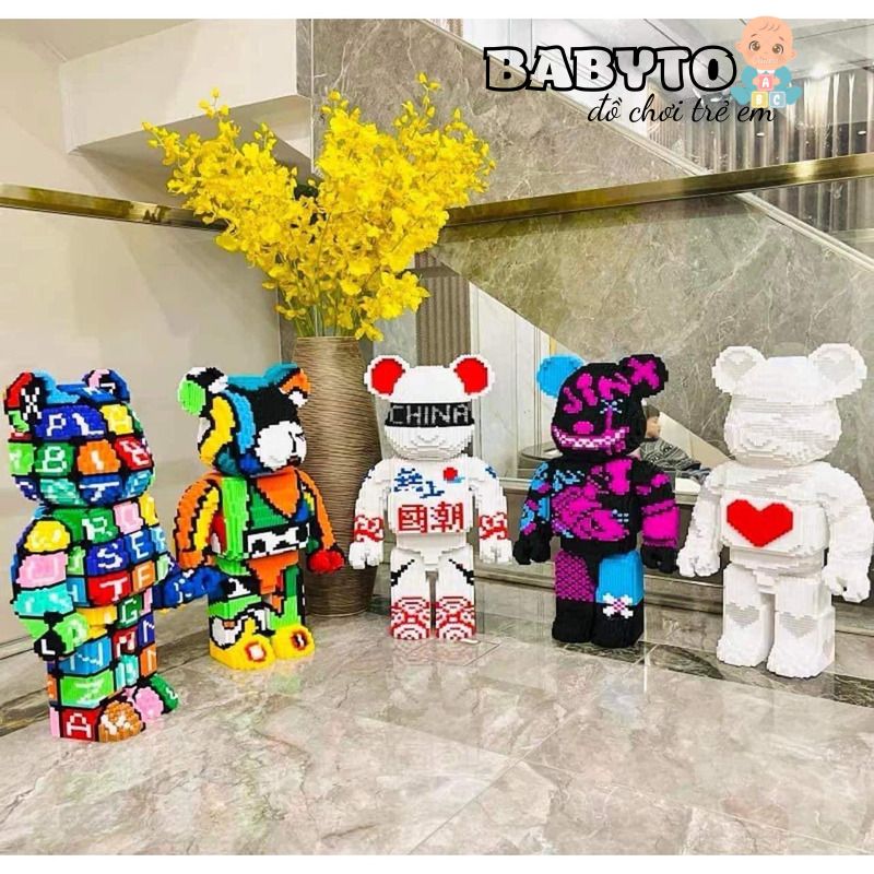 Đồ chơi xếp hình lego 3d gấu bear.brick đồ chơi lắp ghép size 55cm siêu to BABYTO
