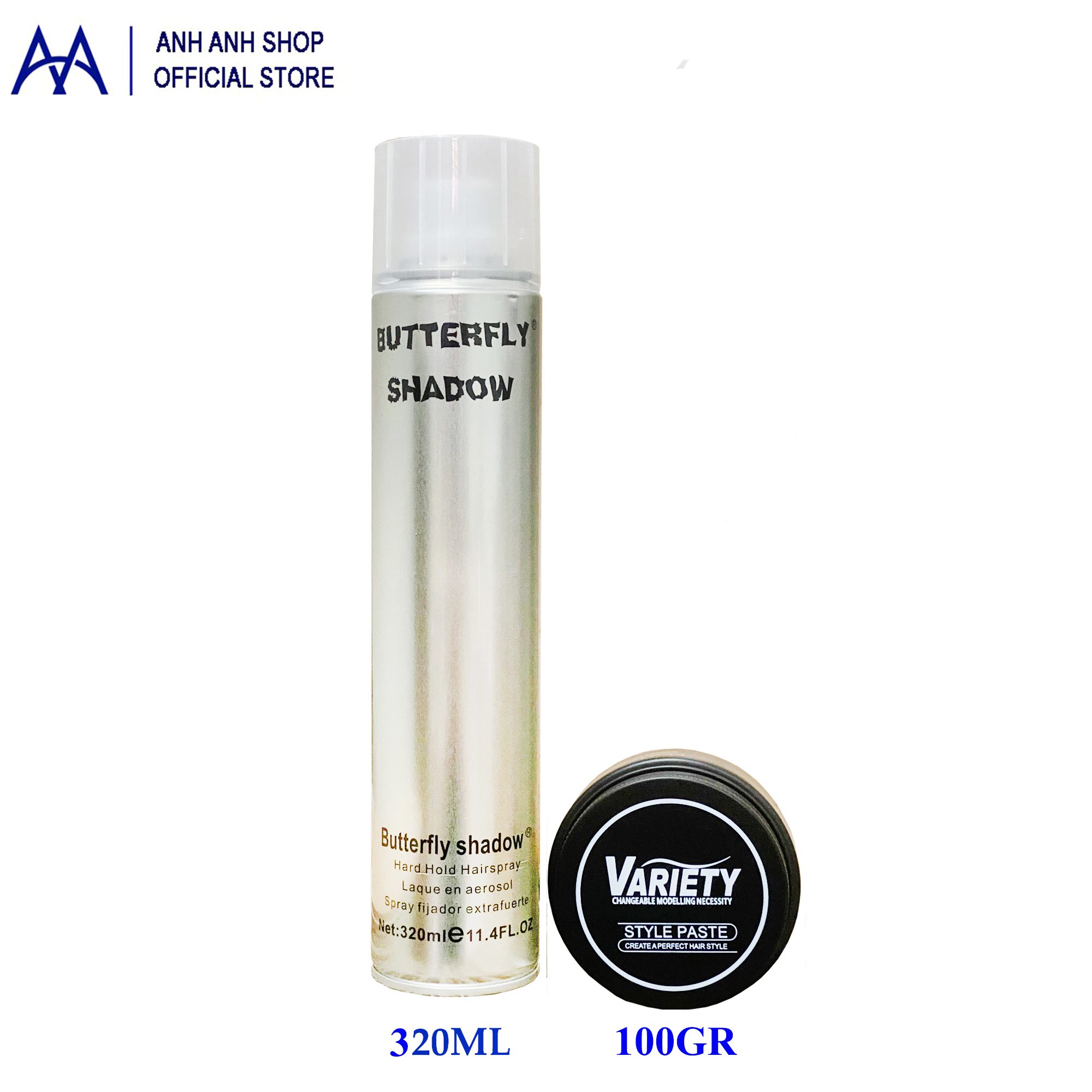 Combo gôm xịt tóc cứng các loại và sáp variety