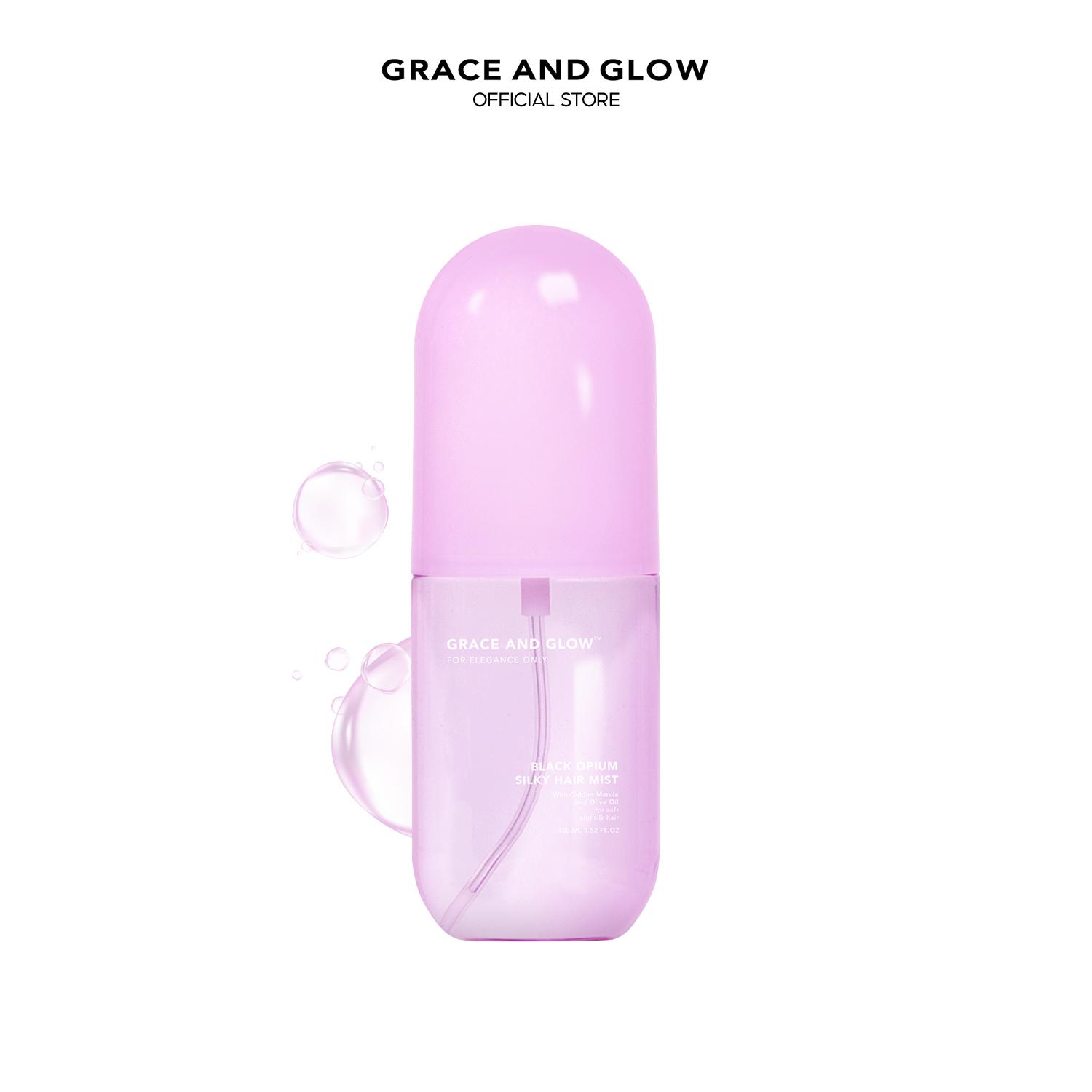 Xịt dưỡng tóc Grace & Glow Black Opium Silky Hair Mist Spray Soft and Silk hair with Golden Marula + Olive Oil