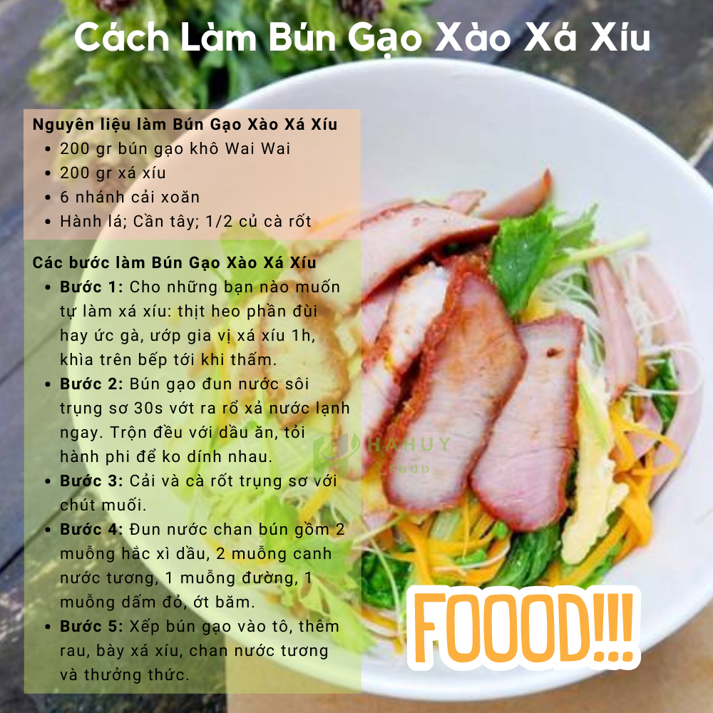Bún gạo khô - Bún gạo Wai Wai, Phở khô, Mì sợi vàng - loại đặc biệt dai ngon thơm mềm 500gr