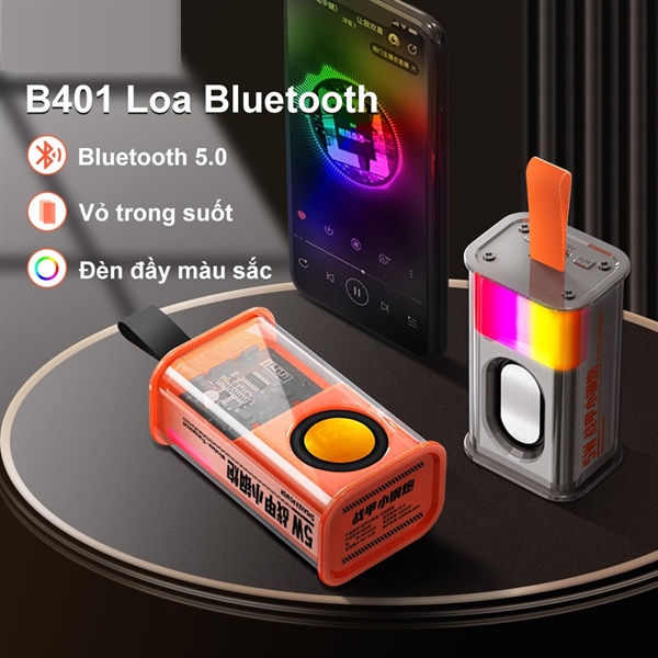 Loa bluetooth mini trong suốt a36s nghe nhạc không dây, nhiều màu có đèn led, kết nối thông minh tws kết nối 2 loa, âm thanh siêu trầm