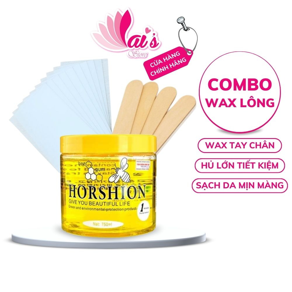 Combo gel và giấy wax lông Horshion 100 tờ tặng que gỗ