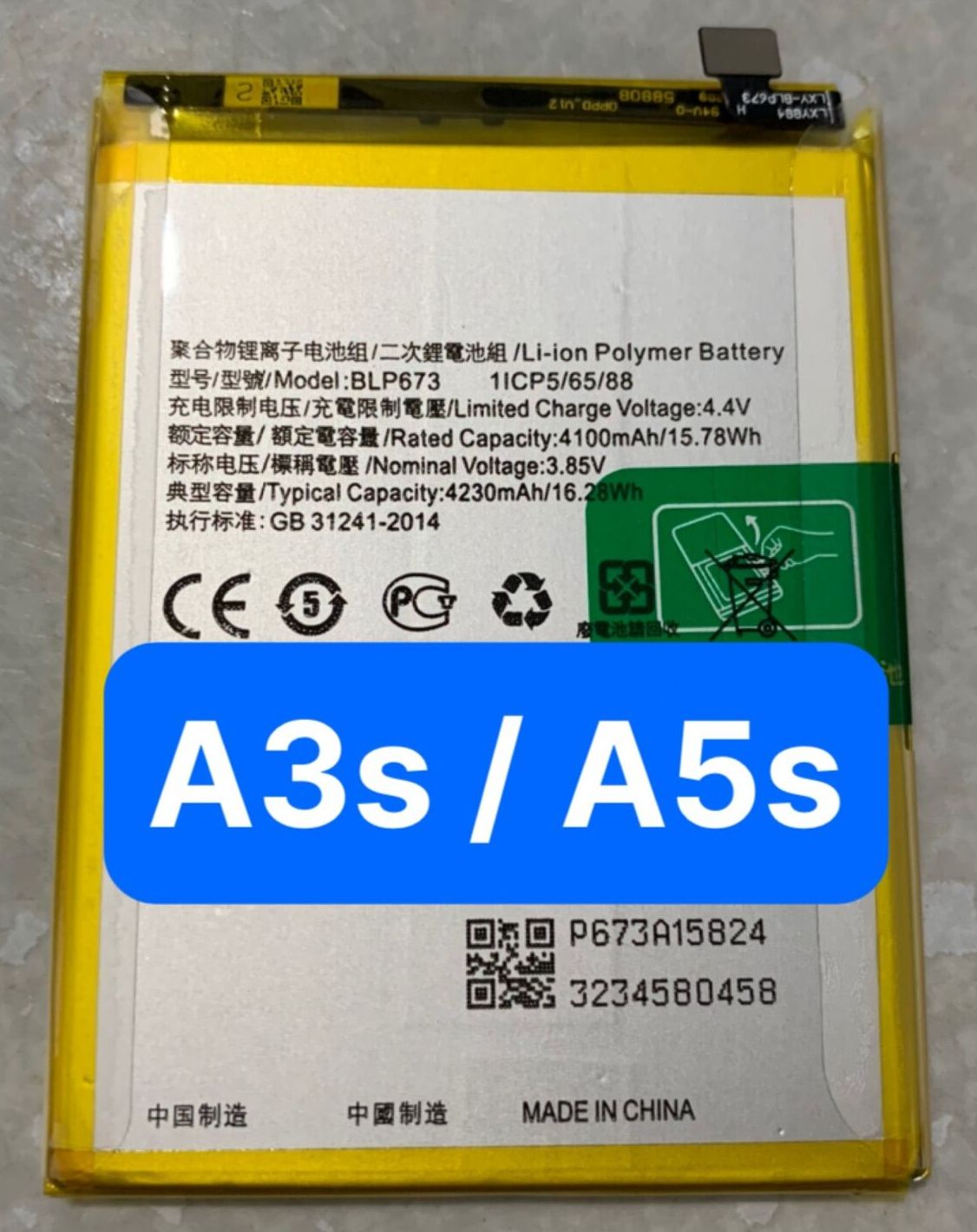 pin thay thế cho dòng oppo  A3s / A5s / A7 / A12 / realme C1 BLP673 dùng chung 4230mAh
