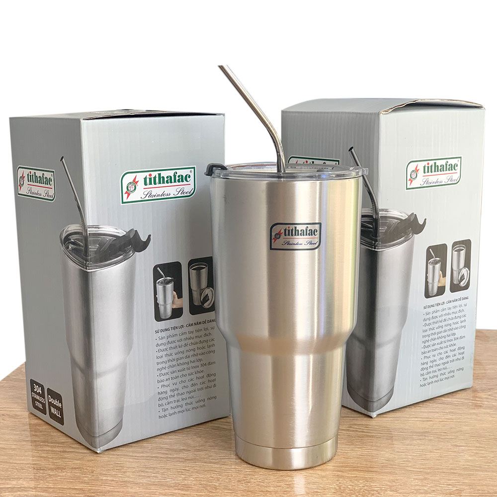 Bình Giữ Nhiệt Nóng, Lạnh Inox, Bình Lưỡng Tính Ly, Cốc Cách Nhiệt Cao Cấp 100% Inox 304 Giúp luôn sáng bóng , Dung tích 800ml 2 Lớp Bình Nước Văn Phòng Có Quai Dây Đeo – Hàng Chính Hãng Tithafac