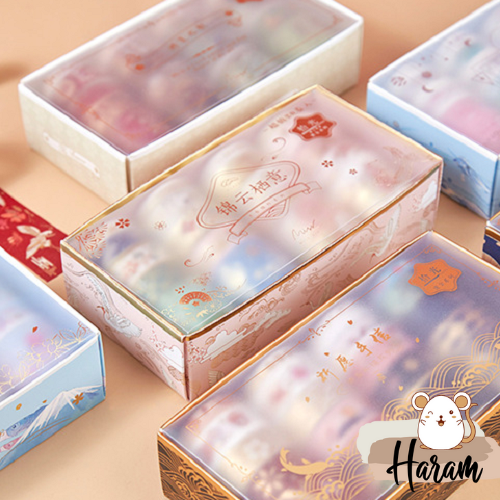 Hộp 20 cuộn Băng dính washi tape chim hạc cổ trang