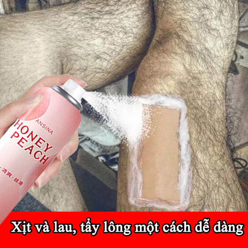 Xịt tẩy lông kem tẩy lông dạng xịt bọt mềm hương đào chai kem tẩy lông vĩnh viễn không gây kích ứng 150ml